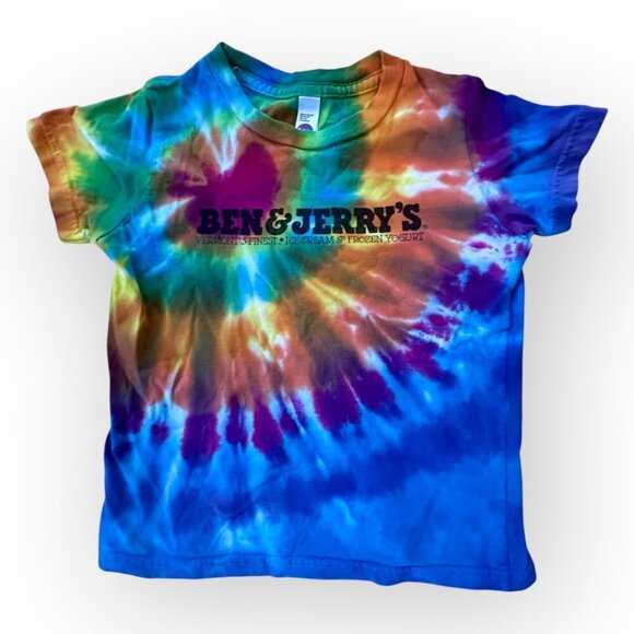 Ben and Jerrys Tie Dye Shirt American Apparel Multicolor Unisex Youth Size 4 - Picture 1 of 14